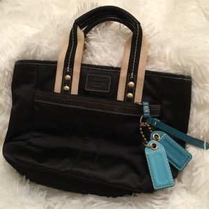 Adorable black Coach Bag! With Teal Accents!